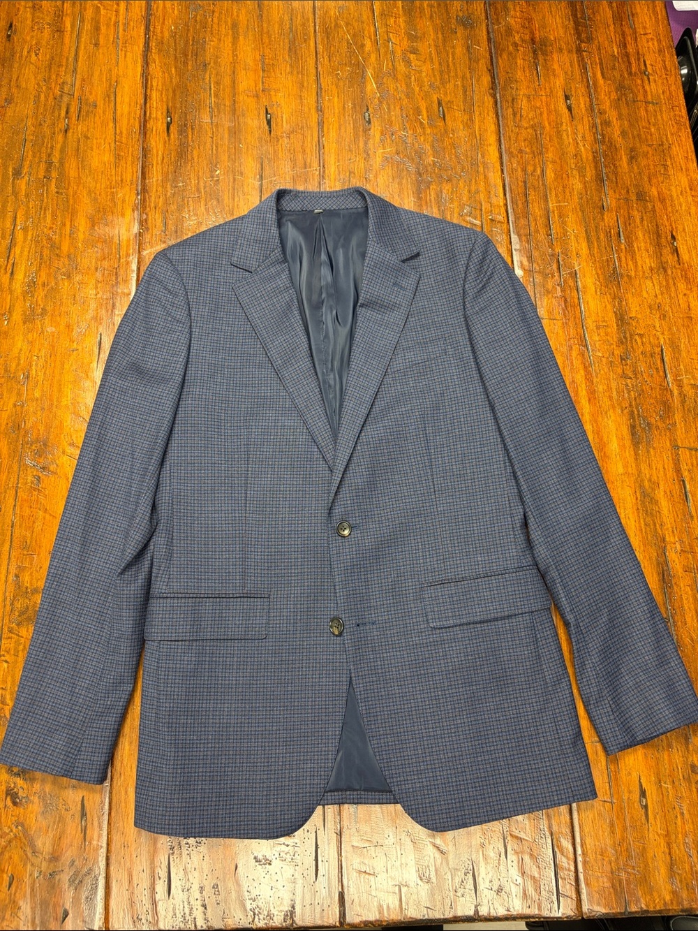 Bonobos Men's Stretch Italian Wool Blue Micro-Check Two-Button Blazer